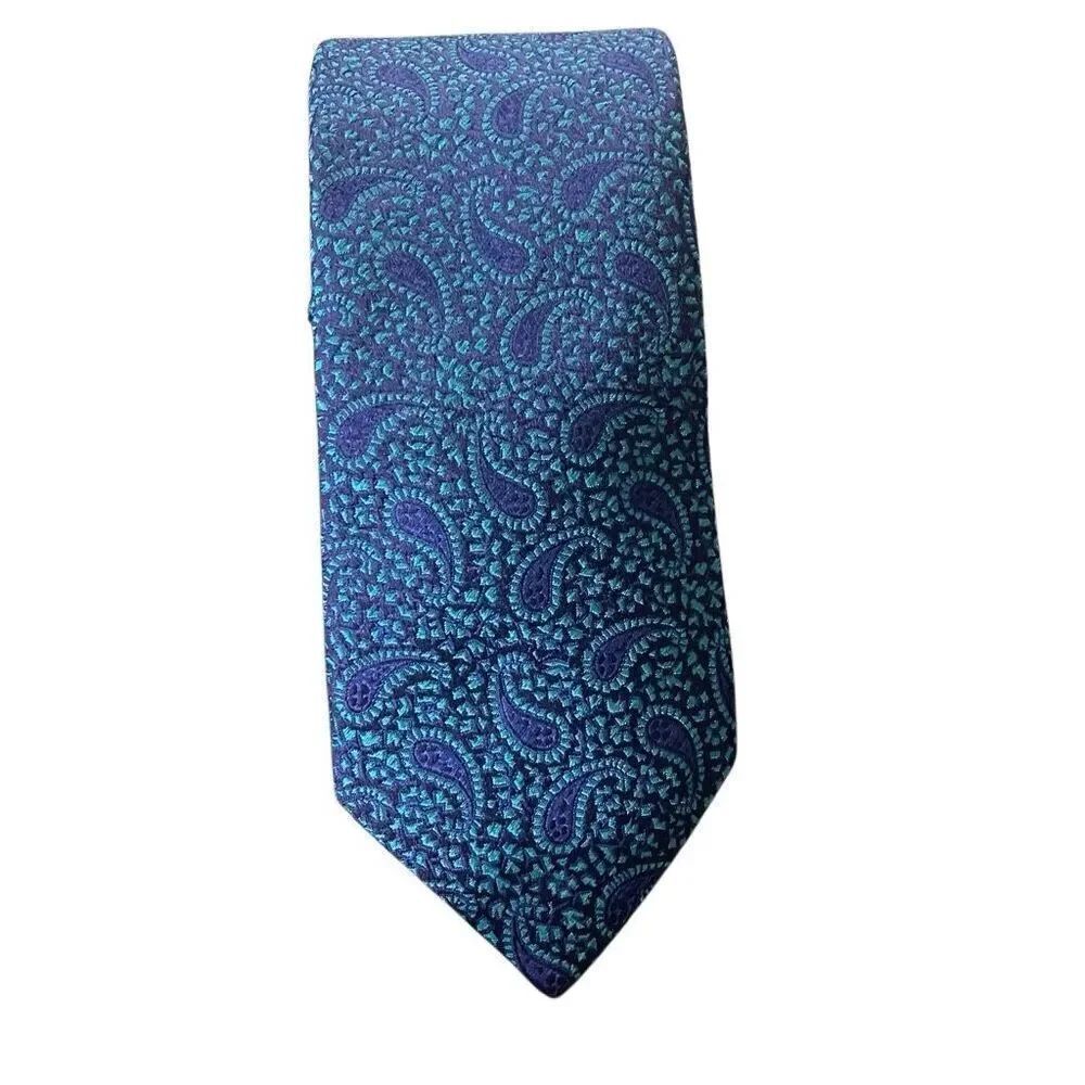 Charles Tyrwhitt 100% Silk Tie – Bright Blue with Paisley Print